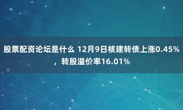 股票配资论坛是什么 12月9日核建转债上涨0.45%，转股溢价率16.01%