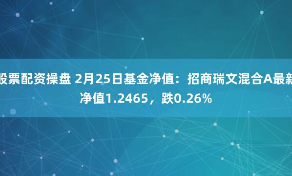 股票配资操盘 2月25日基金净值：招商瑞文混合A最新净值1.2465，跌0.26%