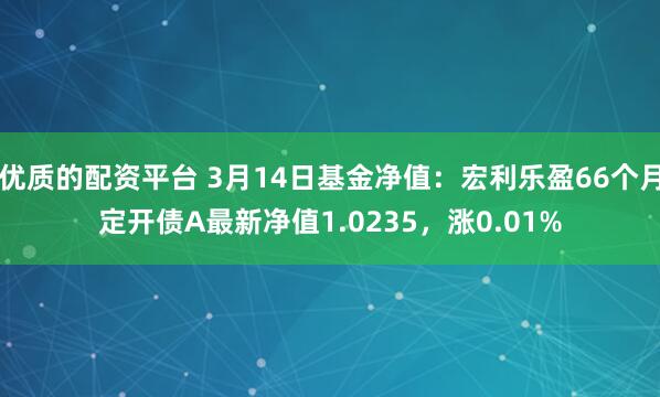 优质的配资平台 3月14日基金净值：宏利乐盈66个月定开债A最新净值1.0235，涨0.01%